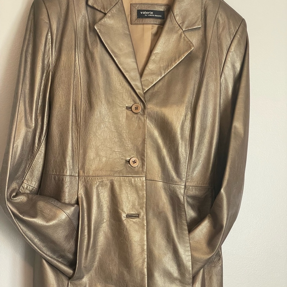 Valerie Stevens Shimmering Gold Leather Blazer